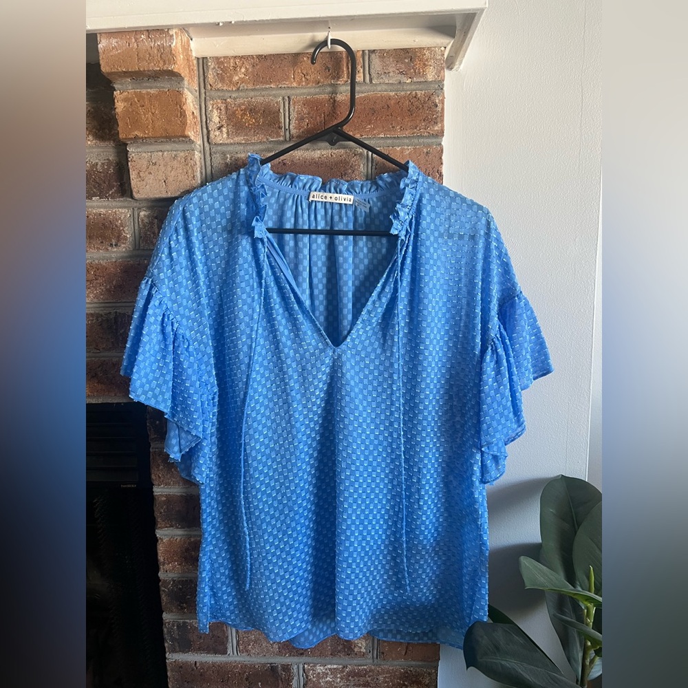 Blue Ruffled Alice + Olivia Top